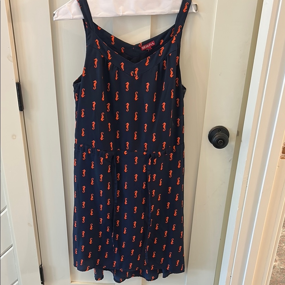 J. Crew Blue and Orange Sleeveless V-Neck Sundress